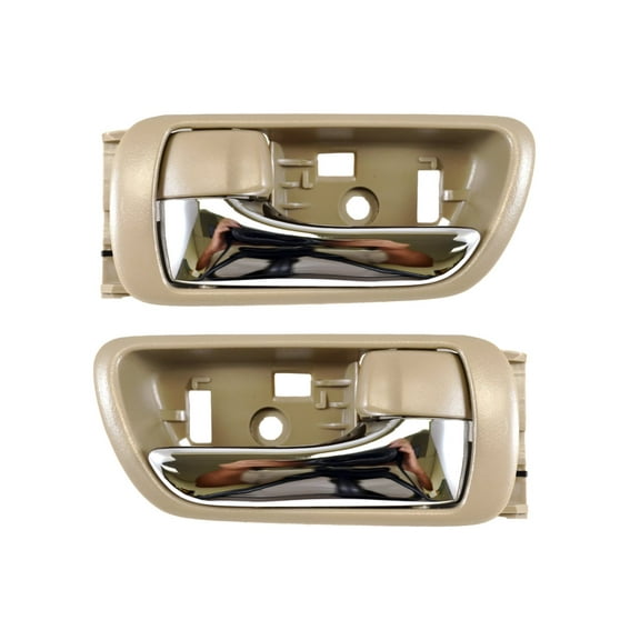 PT Auto Warehouse TO-2469ME-DP - Inner Interior Inside Door Handle, Beige/Tan Housing with Chrome Lever - Left/Right Pair Fits select: 2002-2006 TOYOTA CAMRY