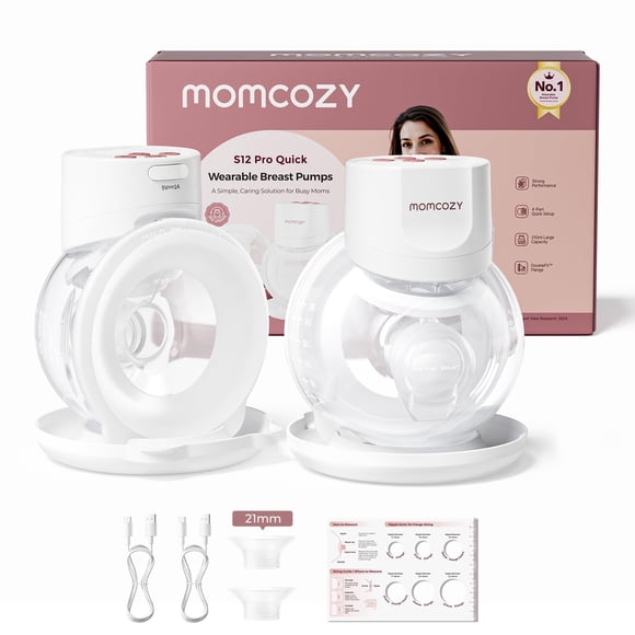 Extractor de leche Momcozy S12 Pro, inalámbrico, portátil, paquete de 2, color blanco