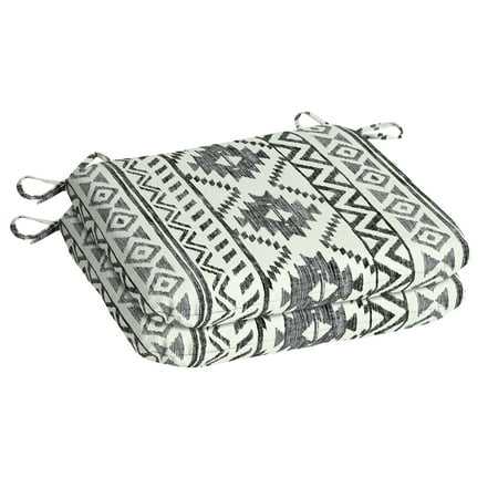 Mainstays Black and White Tribal 15.5 x 17 in. Outdoor Universal Seat Pad, Set of 2