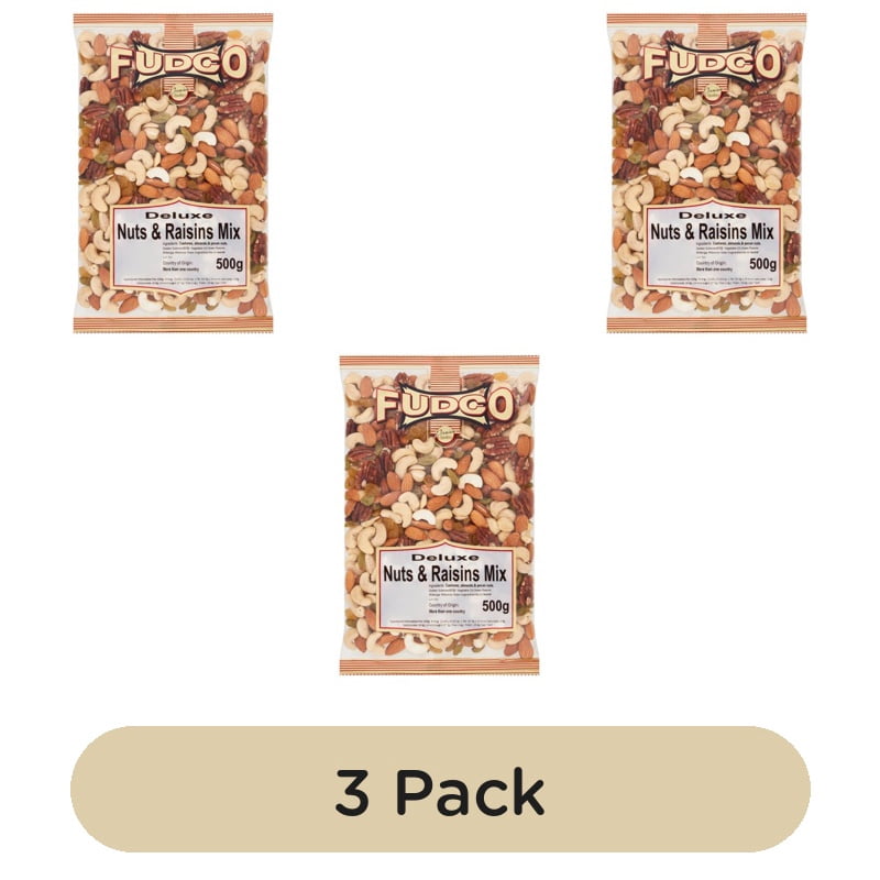 Fudco Deluxe Nut & Raisin Mix 500g, British Import (Pack of 3)