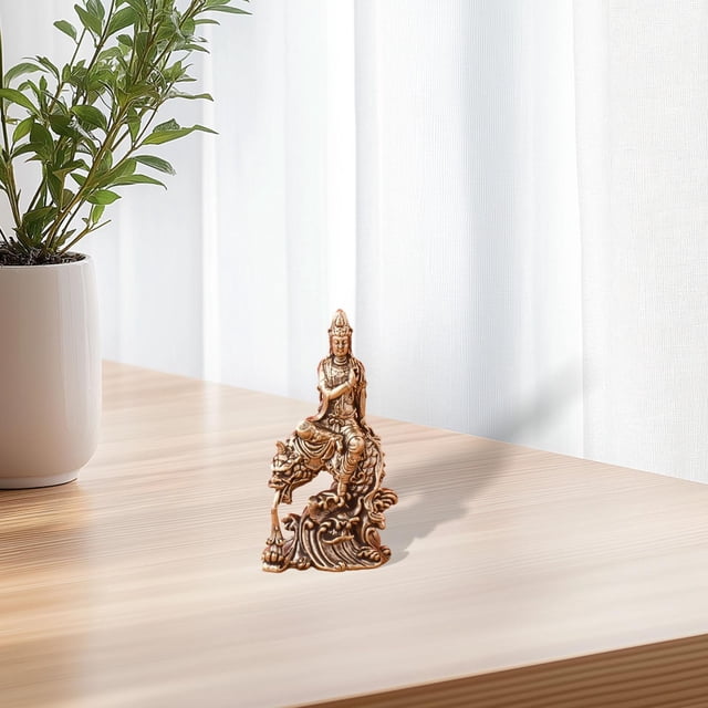 Estatua pequeña de Guan Yin, decoración Feng Shui, obra de arte, regalo, decoraciones para el hogar, adorno de de Metal, escultura de para