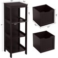 thumbnail image 2 of OWNEN Bathroom Floor Cabinet, Wooden Storage Cabinet with 2 Drawers and 1 Shelf, Multifunctional Side Organizer Rack Stand Table, D11.8xW11.8xH35 Inches Espresso,35"H, 2 of 8