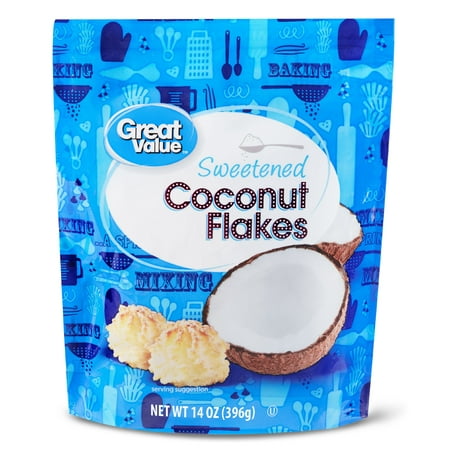 (4 Pack) Great Value Sweetened Coconut Flakes, 14 oz