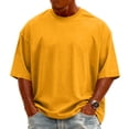 thumbnail image 2 of GrmtClth Shirts for Men Lightweight Short Sleeve Top Athletic Knit -Neck T-Shirt Loose Fit Solid Color Tee Yellow S, 2 of 4