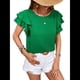 thumbnail image 2 of Camisas de Verano para Mujer, con Volantes, Corta, Cuello Redondo, con Textura, Elegantes Blusas de Negocios para Mujer, Elegantes e Informales Verde Verde S, 2 of 8