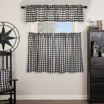 VHC Brands Annie Buffalo Check 3 PC Country Black Curtain Set (1 Valance 16x72 and 2 Tier 36x36)