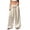 Beige, variant on Women's Solid Satin Drawstring Wide Leg Pants Bohemian Lazy Casual Lounge Trousers Silver L