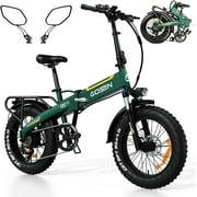 GOSEN Electric Bike 750W Brushless Motor, Long-Lasting 48V 15Ah Removeable Battery, 20 Inch Fat Tires, Shimano 7-Speed Gear & Dual Shock Absorber System 28MPH Snow Beach Mountain Electric Bicycle