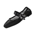 thumbnail image 2 of Aobny Mesh Shoes Womens Shoes Wedges Flat Shoes Wedge Casual Shoes Shoes Buckle Square Toe Black Water-Resistant Womens Shoes Casual,Size 41, 2 of 9