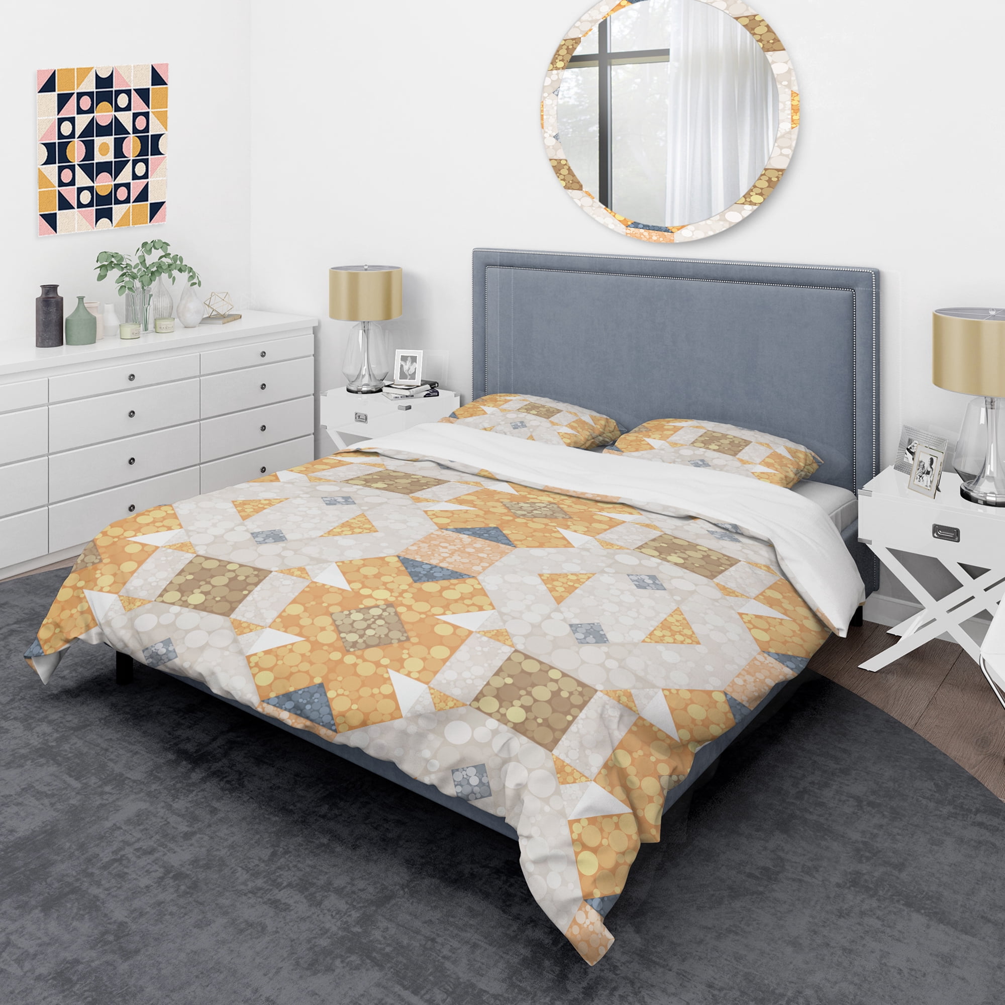 Designart 'Geometric Retro Design I' Mid-Century Modern Duvet Cover Set