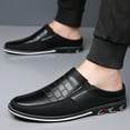 thumbnail image 6 of Men's Casual Loafers Fashion Simple Leather Walking Oxford Breathable Comfortable Slip-On Slippers Black 9 US, 6 of 7