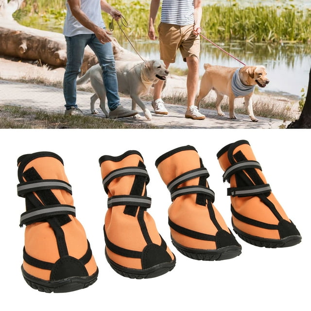 4 Botas Protectoras Para Pies De , Antideslizantes, Reflectantes, Ajustables, Con Suela Resistente, Impermeables, Para Perros Medianos Y Grandes, Actividades Al Aire Libre