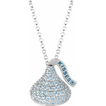 Hershey's Kisses Women's CZ Sterling Silver Medium Flat Back March Pendant, 16 with 2 Extension