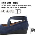 thumbnail image 3 of Qaltryn Criss-Cross Elastic Strap Mary Jane Flats for Women Low Wedge Casual Flats Shoes Ballet Style Slip On Dress Shoes for Dance Daily Office, 3 of 8