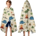 thumbnail image 3 of Dinosaur and BE WILD Pattern Hooded Bath Towel，60"x35" for Ages 3 To 12 Kids, Quick Dry Lightweight Soft Microfiber Hood Beach Towel Cover Up for Kids, 3 of 7