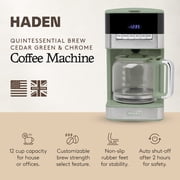 Haden Programmable Drip Coffee Maker, 12 Cup Cafe Machine, Green/Chrome