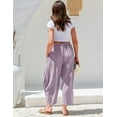 thumbnail image 5 of Womens Linen Wide Leg Pants Casual Loose Drawstring Summer Beach Travel Vacation Palazzo Harem Pants with Pockets, 5 of 5