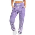 thumbnail image 2 of JXMVOJ 2024 Sweatpants for Women Trendy Plaid Print High Waist Wide Leg Pants Work Casual Loose Fit Pocket Lounge Joggers Women Gradient Printed Casual Drawstring Sports Ankle Sweatpants, 2 of 5