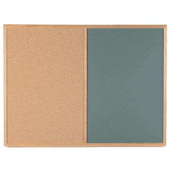 Aarco Products CO4896B Combination Corkboard-Chalkboard Oak Frame - Black