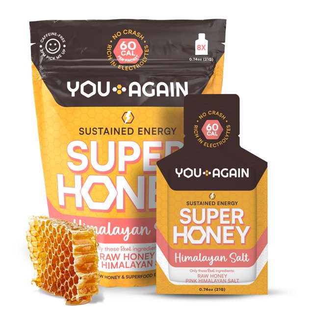 Gel energético You Again Super Honey Clean, con miel y sal del Himalaya | Reposición de electrolitos para correr | Gel para entrenamientos de resistencia y ciclismo | Refrigerio paleo y carnívoro | Si