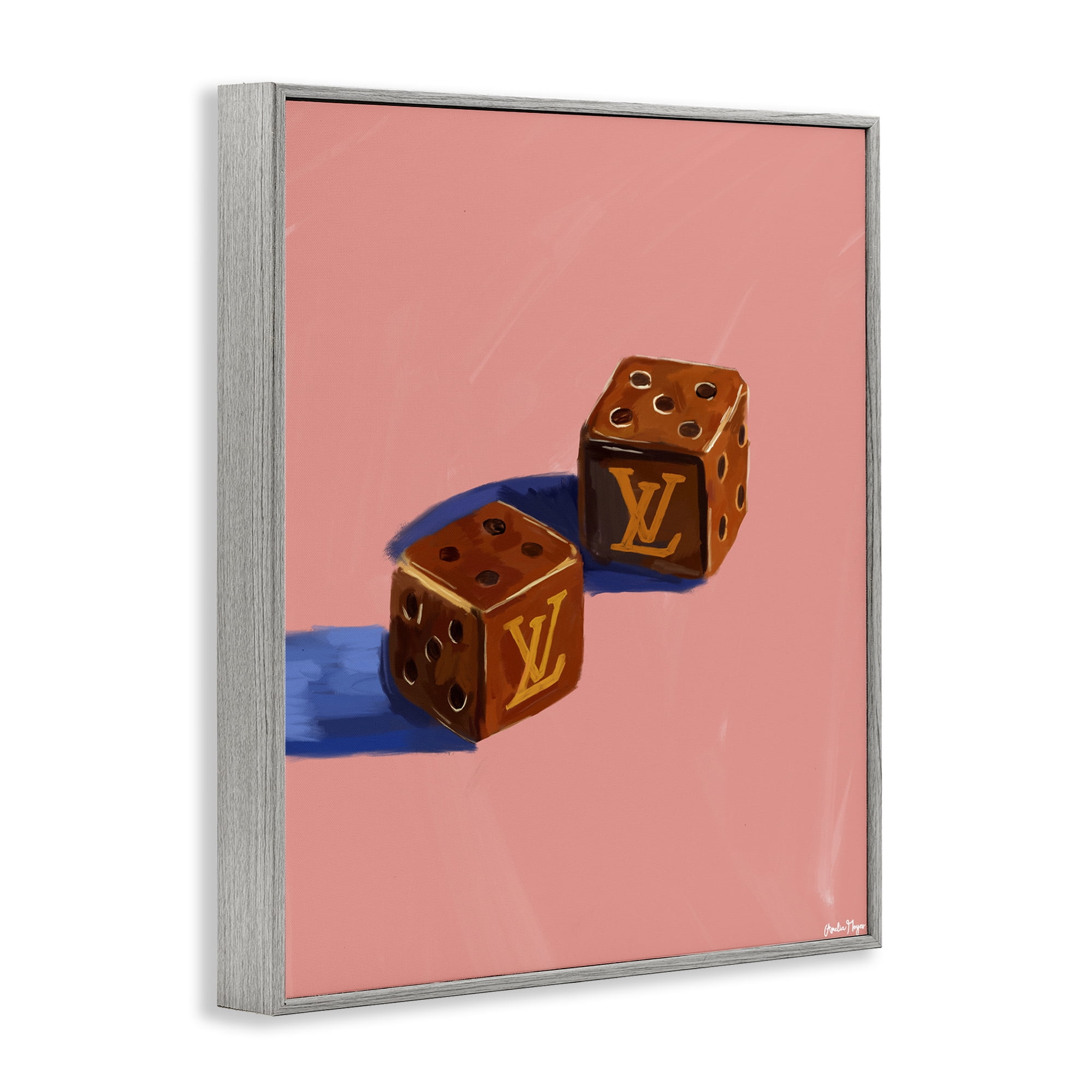 Stupell Industries Fashion Brand Dice Gray Framed Giclee Art, design by Amelia Noyes