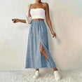 thumbnail image 4 of Women's Printed Maxi Skirt with Side Slit, Casual High Waist Flowy Long Skirt, Boho Summer Skirt for Vacation, Beach and Daily Wear,Blue,L, 4 of 8