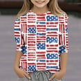 thumbnail image 2 of Taqqpue 4th of July Tops for Kids USA Flag Printed Tees Summer 3/4 Sleeve Casual Basic T Shirts, 2 of 5