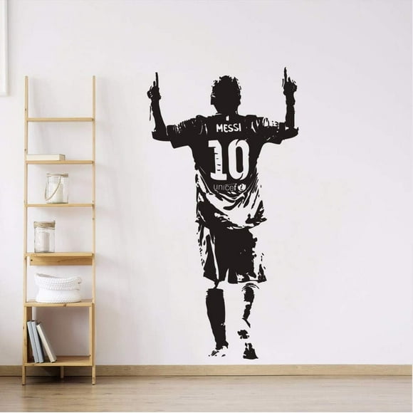 QTH Vinyl Wall Sticker Football Player Wall Decal Messi Soccer Football Star Wallpaper Removable Vinyl Messi Wall Murals 57 * 110Cm