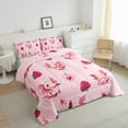 thumbnail image 2 of jejeloiu Cartoon Animal Axolotl Bedding Comforter Set,Cute Strawberry Heart Twin Comforter Sets,Pink Green Bedding Set For Girls Kid,Breathable Bedroom Decor Reversible,2 Pieces, 2 of 7