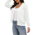 thumbnail image 4 of VERABENDI Women's Casual Cardigan Long Sleeve Front Open Lightweight Rhombic Grid Knit Sweaters,S-2XL, 4 of 9