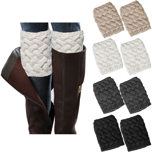 QIANJIA Womens Boot Socks Winter Warm Crochet Knitted Boot Cuffs Topper Socks Short Leg Warmers Gifts