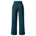 thumbnail image 4 of SNKSDGM Women's Plus Linen Pants Women Summer Boho Linen Pants Women Plus Size Petite Women Casual High Waist Pants Drawstring Capri Pants with Pockets Wide Leg Cropped Pants, 4 of 6