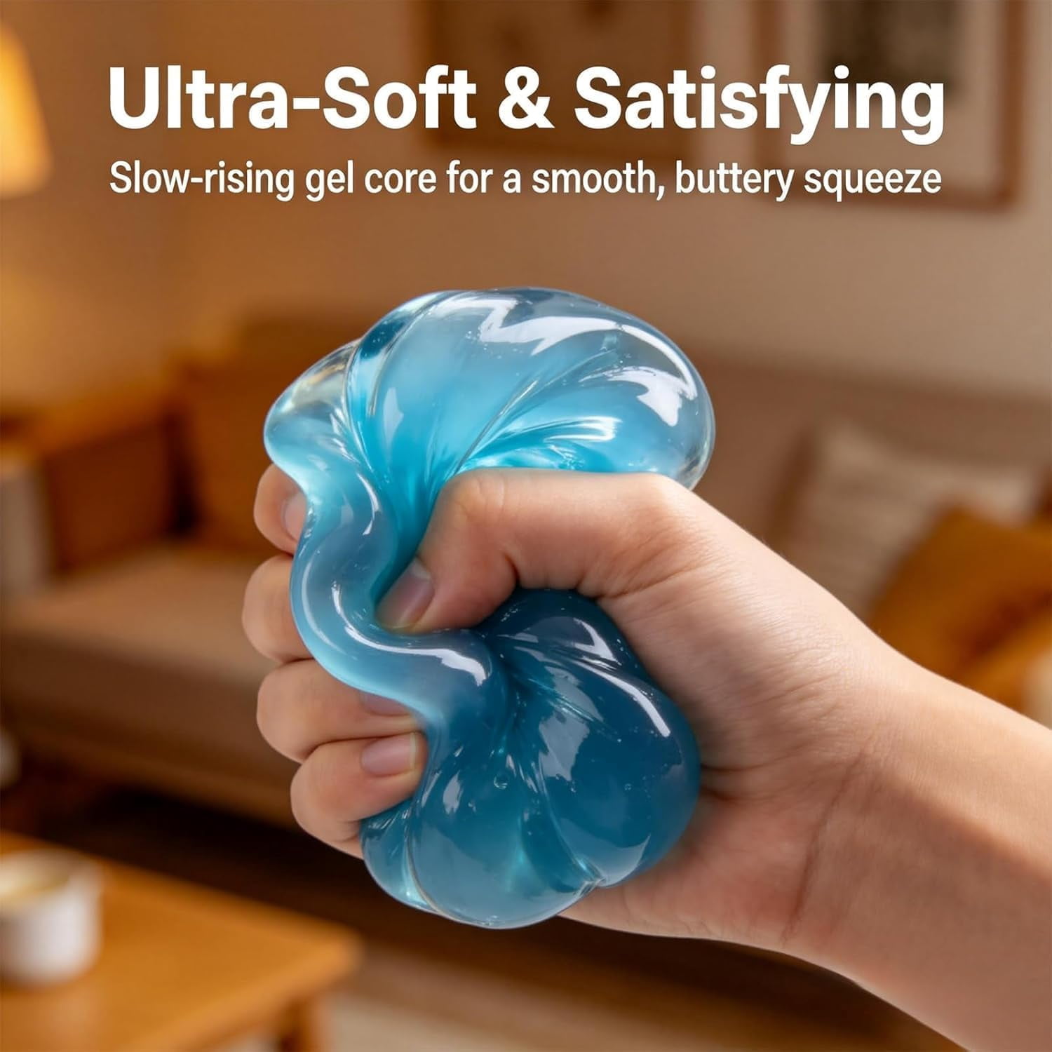 2026 New Coconut Oil Stress Ball, Squishy Coconut Oil Stress Ball, Slow-Rising Squeeze Ball, Odorless, Non-Sticky, Easy to Clean, Portable for Office, Study, and Home-2.36in (Blue-1pcs)