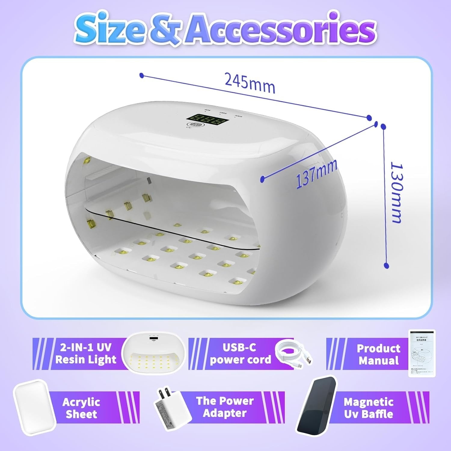 UV Light for Resin | 360° Ring Double-Layer Curing | Magnetic UV Baffle Design | Double-Sided Timer (1/3/5 Min) | 56-LED 60W Fast-Curing Lamp | USB-Powered for Jewelry, Molds & DIY Crafts