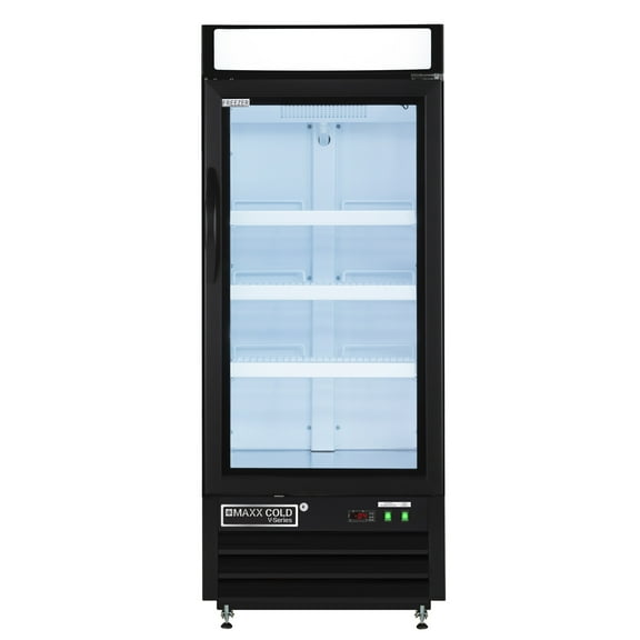 Maxx Cold V-Series Single Glass Door Merchandiser Freezer, 25"W, 12 cu. ft. Storage Capacity, in Black (MVMF12B)