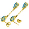 thumbnail image 3 of Galaxy Gold 14k Yellow Gold Natural Pear-shaped Blue Topaz Stud Drop Dangle Earrings, 3 of 4