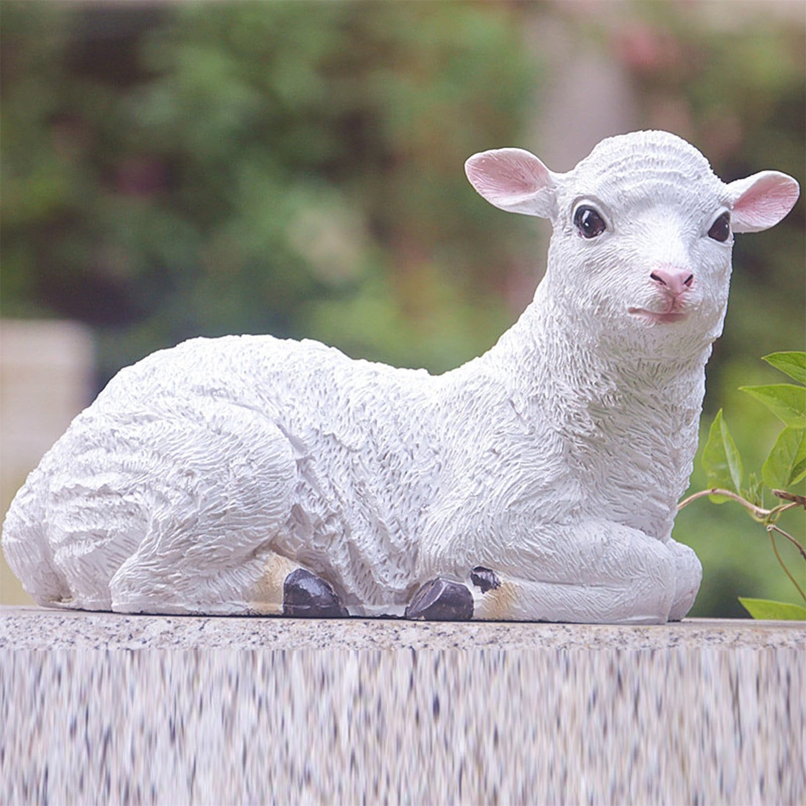 GQDIN Lifelike Resin Lamb Statue for Outdoor Decor - Farmhouse Animal Sculpture for Garden, Patio, Indoor Display | Weather-Resistant Art Craft for Terrace,Porch,Wall |Rustic Decor,7" tall