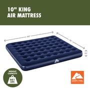 Ozark Trail King 10 inch Inflatable Air Mattress, Blow up Mattress Without Pump