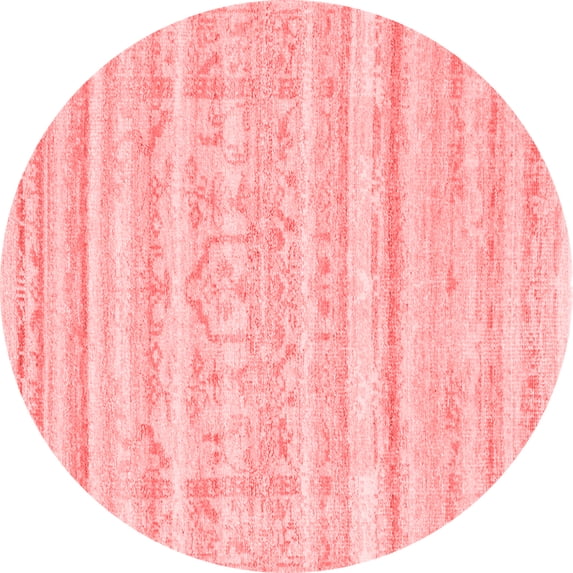 Ahgly Company Indoor Round Solid Red Modern Area Rugs, 8' Round