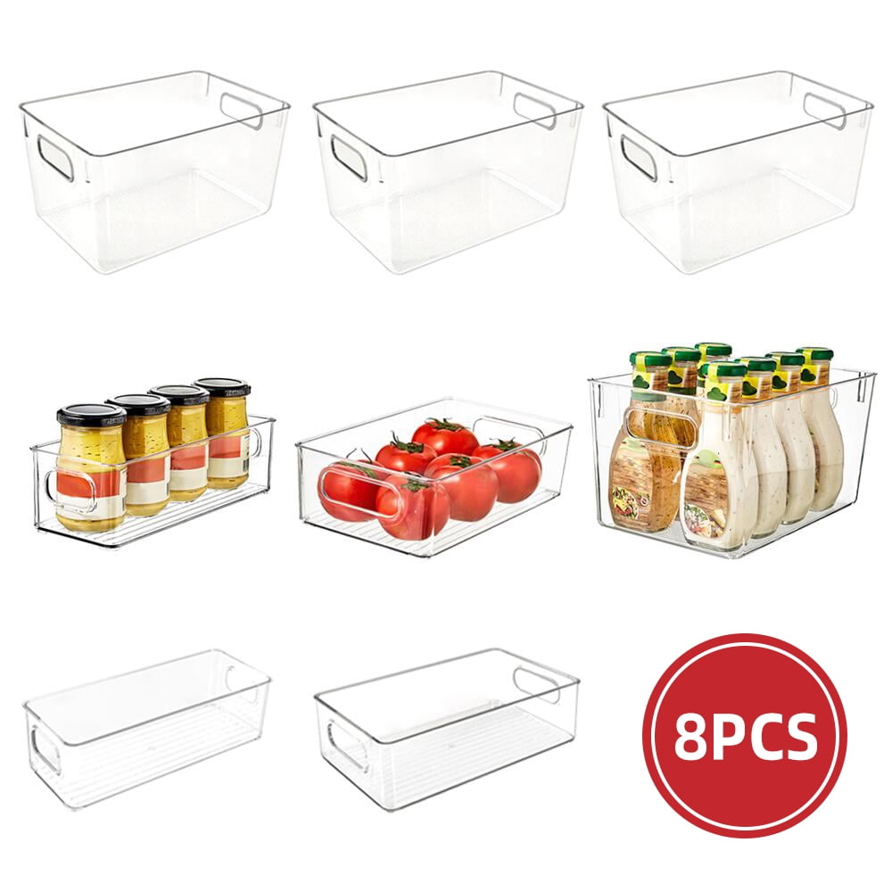 iKayaa 8 Pieces Fridge Organizer Stackable Refrigerator Bins and ...