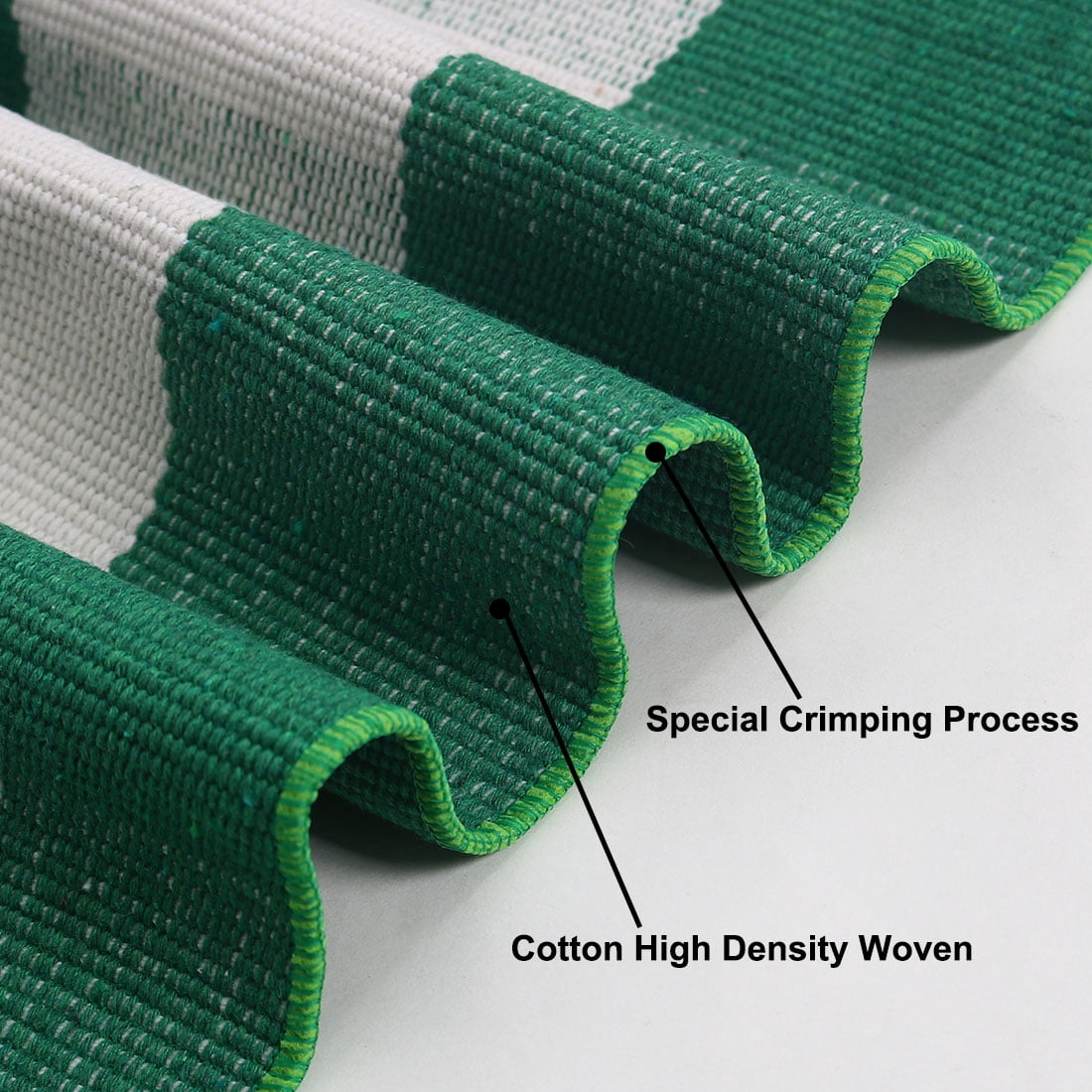 Unique Bargains Cotton Woven Checkered Area Floor Rug Carpet Mat Green & White 59"x35"