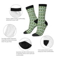 thumbnail image 6 of Goofa Light Green Squares Printed Men's Crew Socks, Soft Durable Breathable Moisture-Wicking with Odor Control Cotton socks, 6 of 9