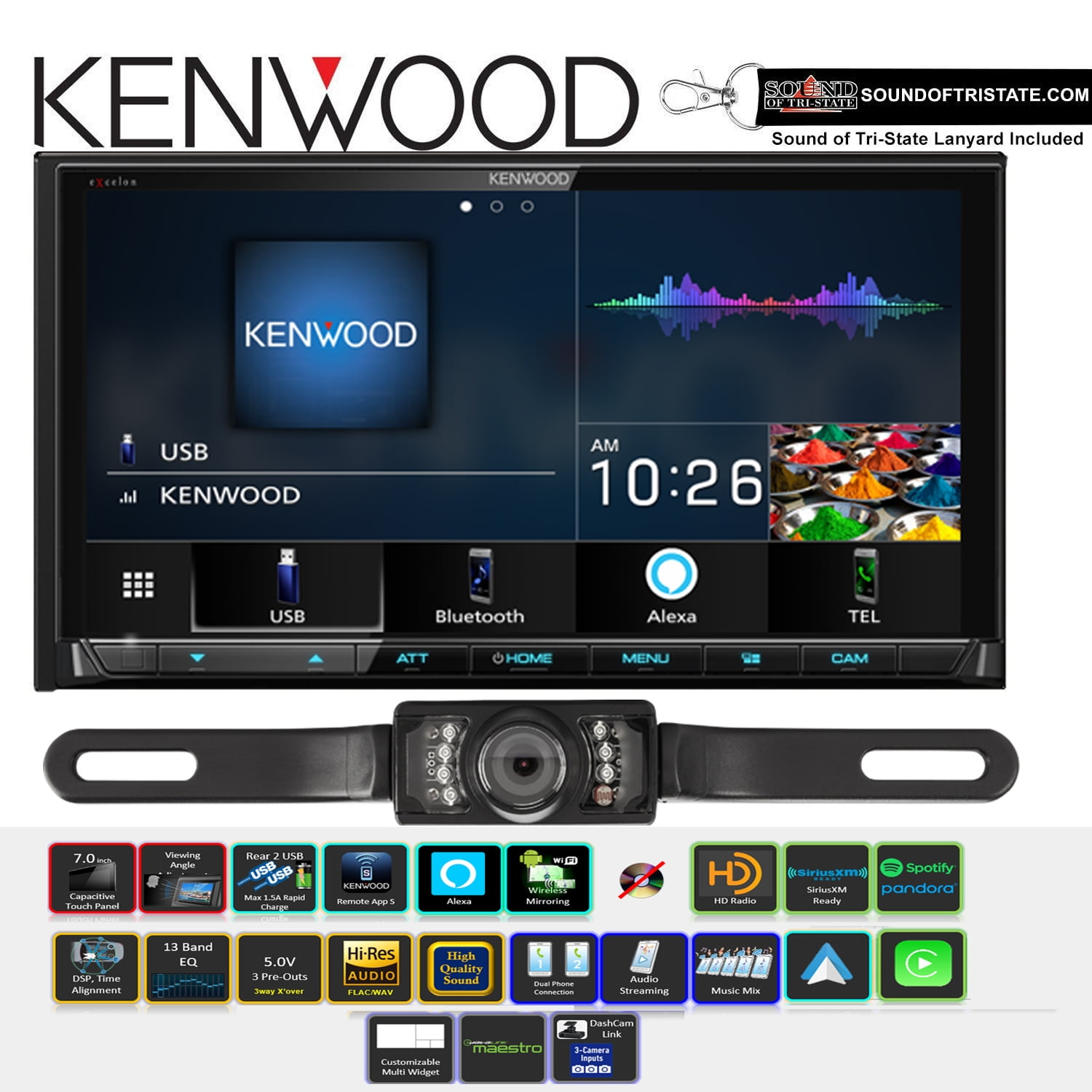 Kenwood DMX906S 6.95" WVGA Receiver w/ Apple CarPlay & Android Auto