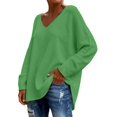 thumbnail image 3 of ZDNIXIAN Shirts for Women ,Long Sleeve Loose Knit Top, Side Slit Casual Pullover, Solid Color Drop Shoulder Relaxed Fit Knitted Shirt, 3 of 5