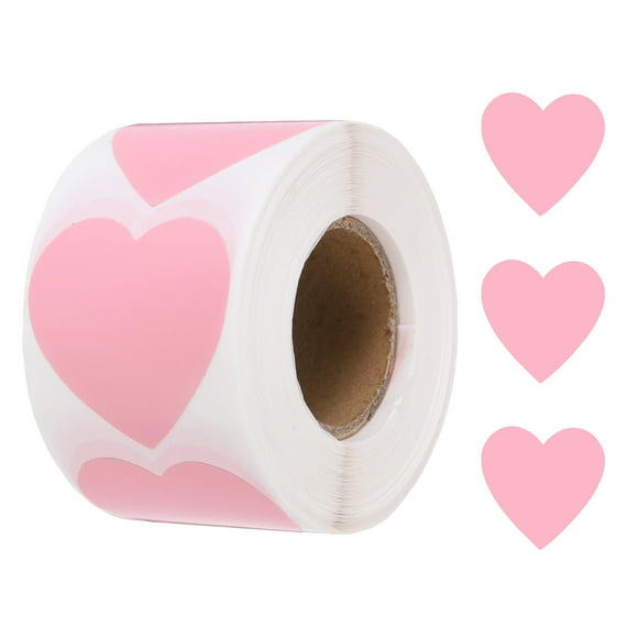 Uxcell 500pcs Pink Heart Stickers Roll 1.5 Inch Self-Adhesive Stickers for DIY Crafts