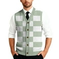 thumbnail image 2 of GrmtClth Sweater Vest Men Classic V-Neck Knit Argyle Vest Sweater Cozy Fit Button Down Cardigan Vest Light Green 4XL, 2 of 7