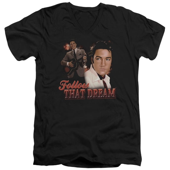 Elvis Presley Follow That Dream S/S Adult V-Neck T-Shirt Black
