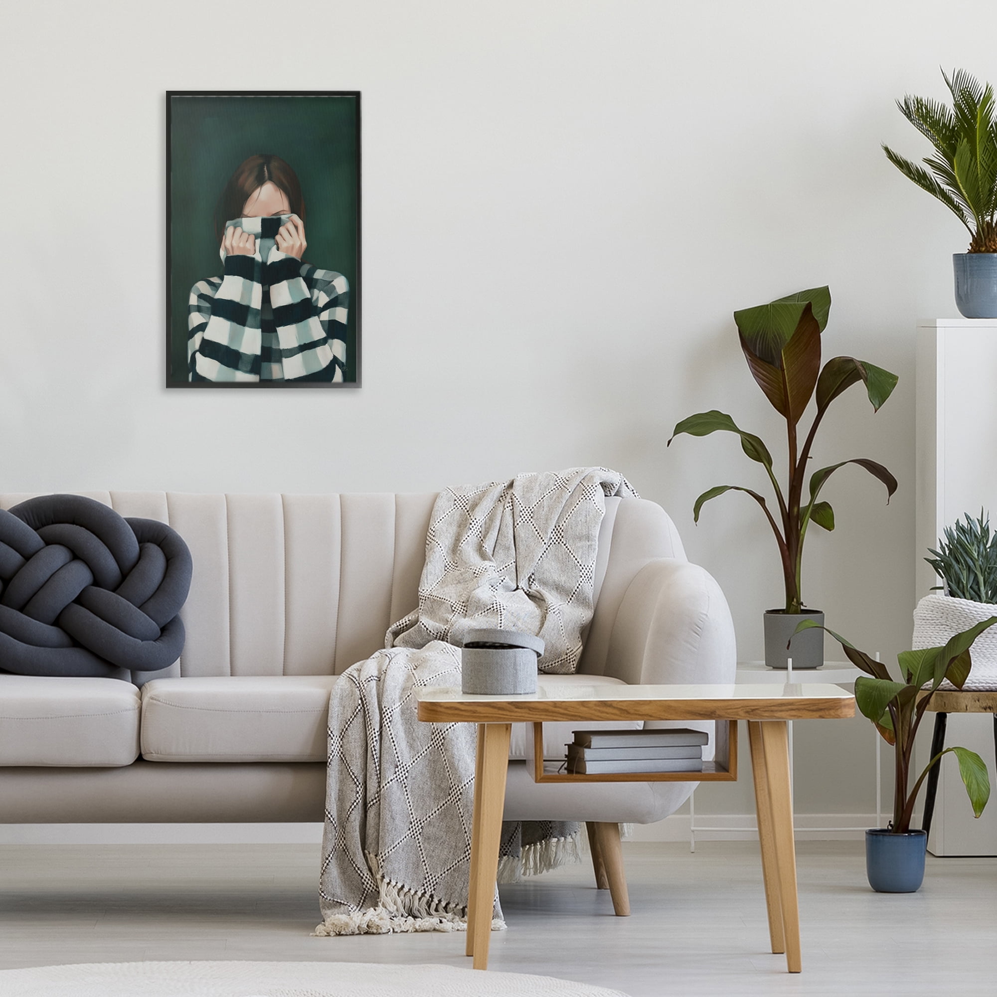 Stupell Industries Warmed Striped Sweater Portrait Black Framed Giclee Art, design by Ros Ruseva