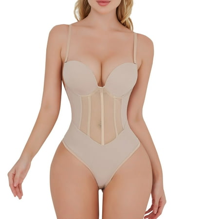 

Clearance! Holloyiver Firm Tummy Compression Bodysuit Shaper with Butt Lifter Women s Erogenous Body Shaping Clothes Abdomen Shrinking and Hip Lifting Body Shaping Lingerie Elastic Body Thong Beige