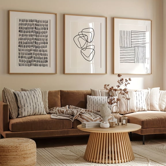 Black and White Prints Set of 3 Prints, Black Abstract Art, Black Gallery Wall, Modern Line Art, Abstract Prints, Modern Black and White Dot Line Abstract Minimalist Note Art Decoration, No Frame